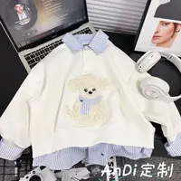 〖ANDI〗安迪订制秋季新款女童中大童设计感小狗撞色拼接5073