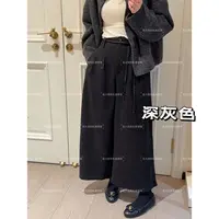 老赵服饰 加厚毛呢休闲阔腿裤配腰绳弯刀长裤21AU4102
