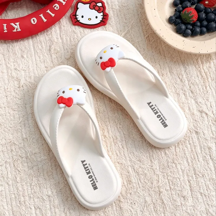 Sanrio/三丽鸥Hellokitty人字拖女可爱软底夏外穿防滑沙滩凉拖鞋