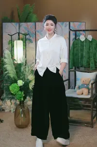 杯子家《丝绒休闲裤》早秋新品亲肤透气百搭显瘦