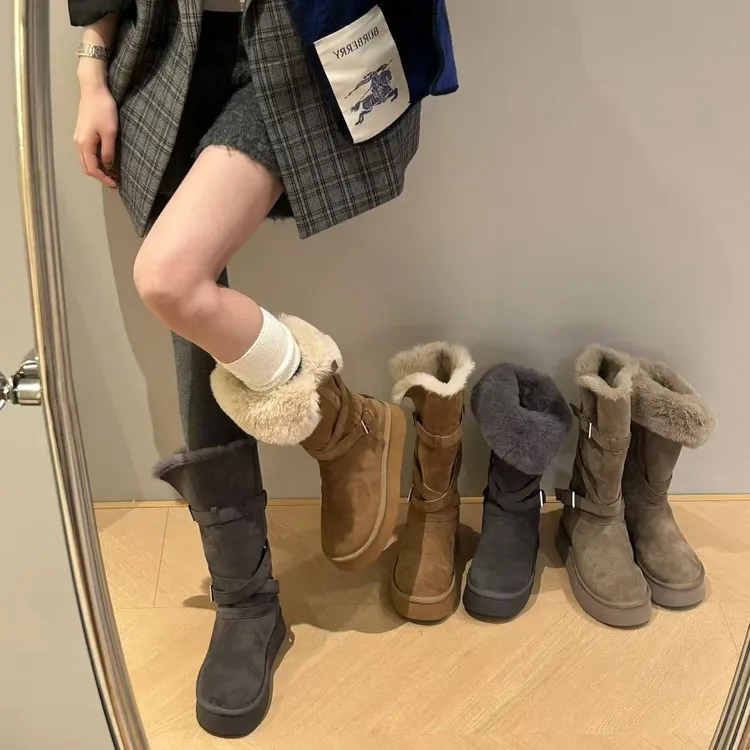 H55【许你耀眼】1400g加厚高筒可翻折骑士雪地靴4cm19-2971-RD