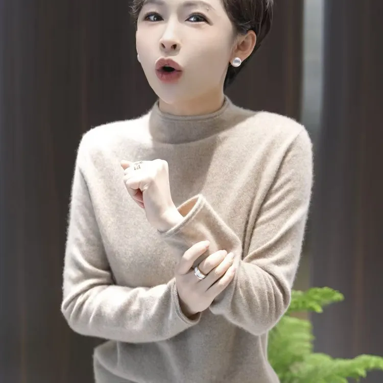 名港-【100纯山羊绒】穿到零下30度显瘦保暖o触感针织羊绒衫 MG8501