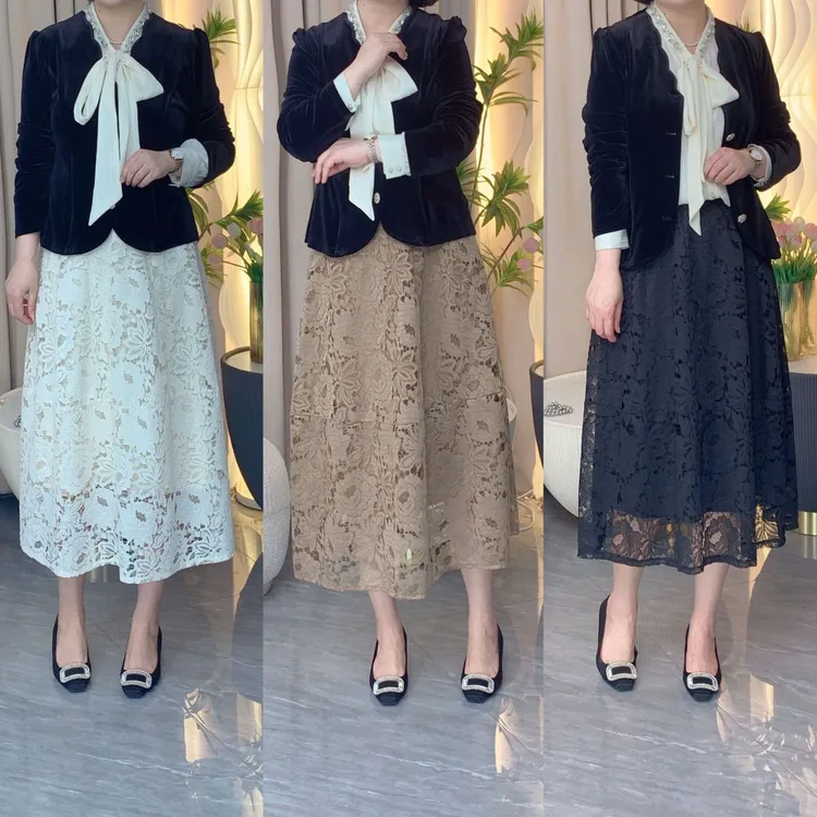 2【半身裙】2025秋款新款蕾丝气质显瘦半身裙时尚蕾丝大码女装