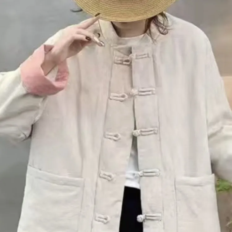 亚麻浮雕花秋冬款新中式女士棉服