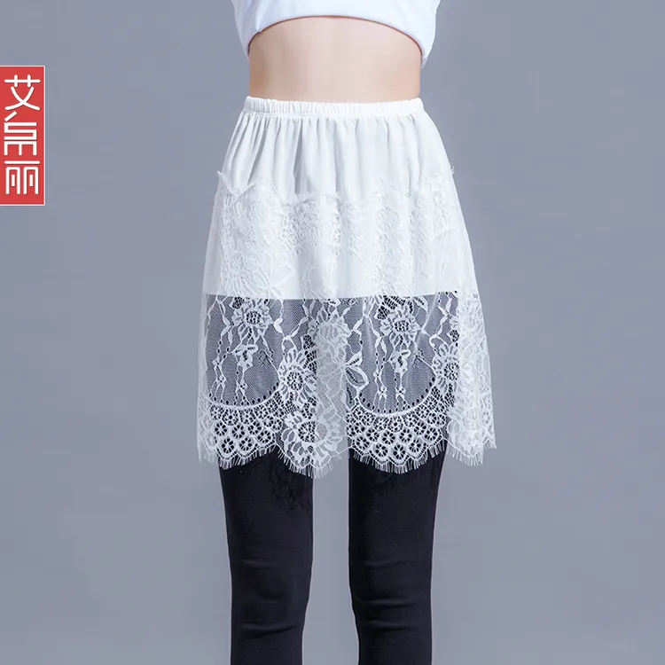 睫毛蕾丝屁帘女卫衣内搭打底神器冬季毛衣叠穿假下摆遮屁股半身裙