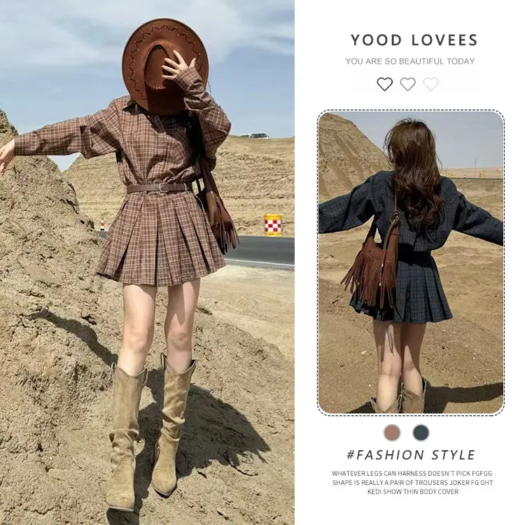 学院风文艺裙子女洋气格纹衬衫裙轻熟小众不撞款休闲减龄连衣裙潮