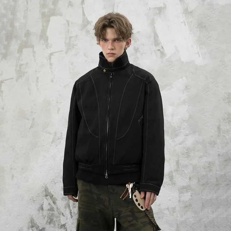 MONOLOGE冬季加厚加棉夹克男潮牌棉服翻领cleanfit棉衣外套