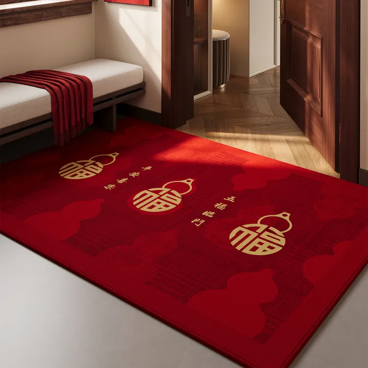 地垫入户门垫2025新款红色喜庆防滑地毯新中式玄关大门口进门脚垫