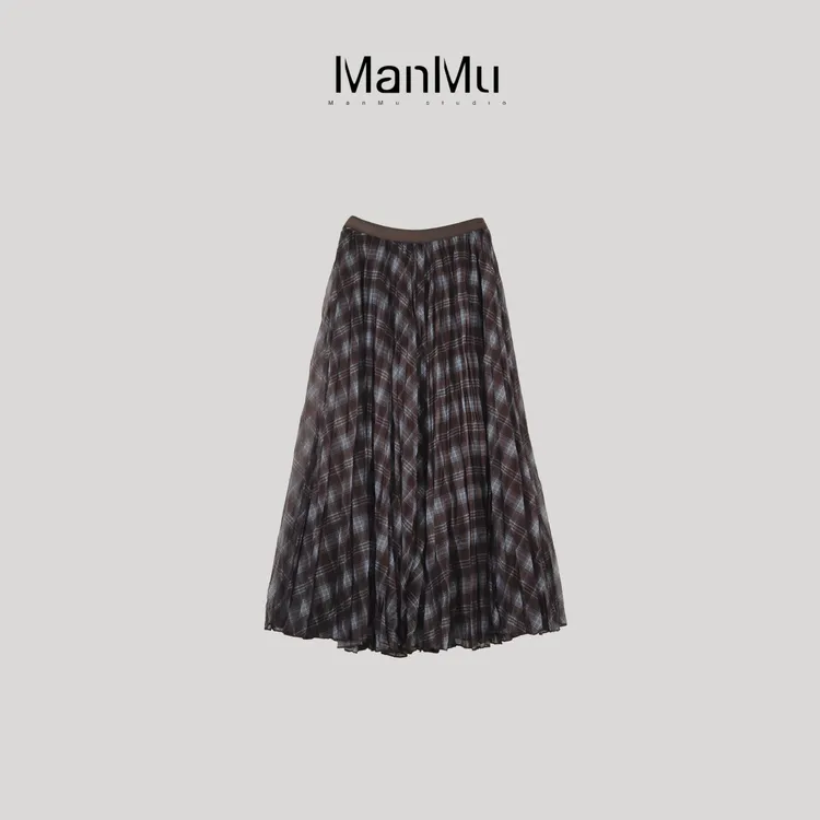 满目ManMu 【张琪专属】秋季高级定制老钱风格子半裙350310