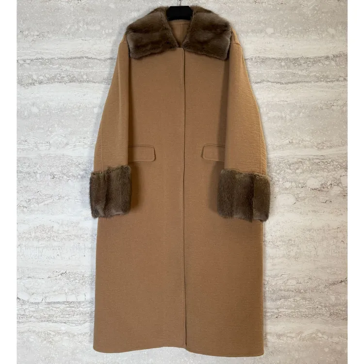 TANTAN 时尚百搭秋冬长款大衣外套3657