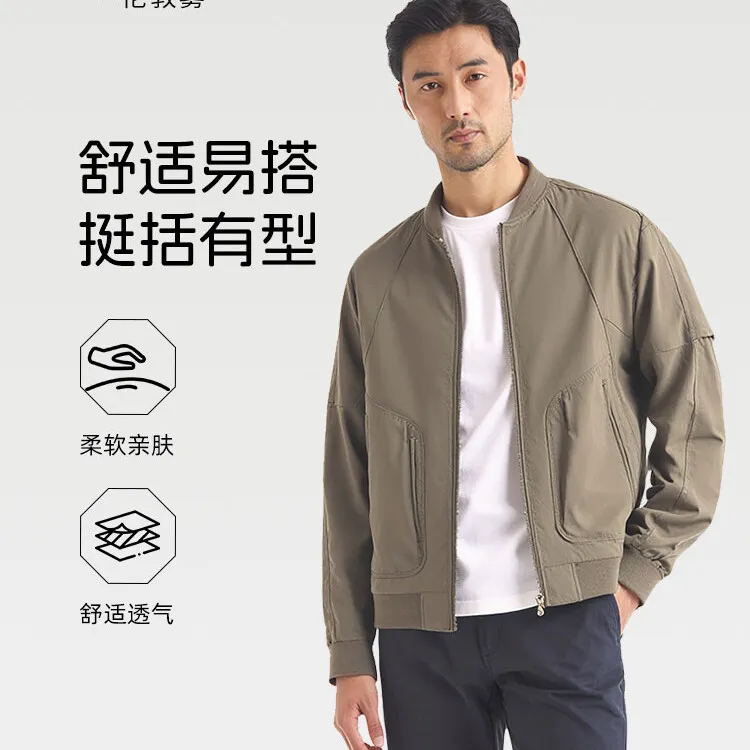 伦敦雾秋季新款时尚男装商务男士休闲外套松身落肩版棒球领夹克男