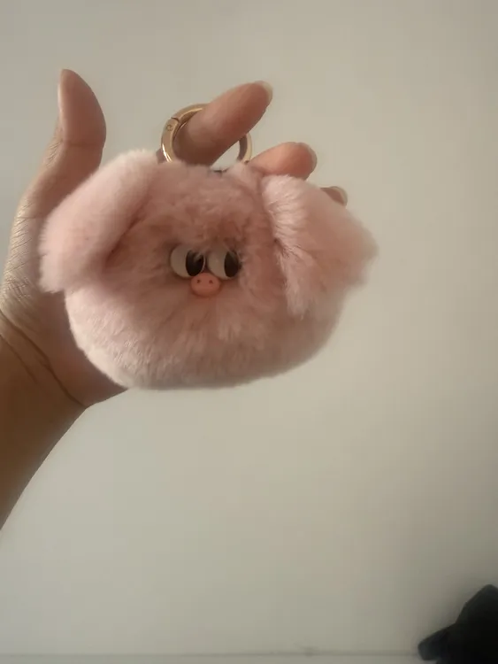 真獭兔毛可爱小猪头包包挂饰钥匙挂件