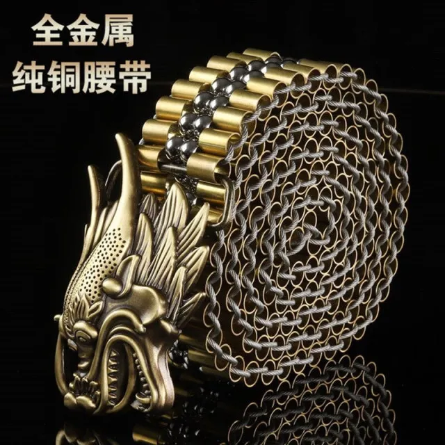 皮带男铜金属不锈钢防身腰带个性潮流青年时尚加长户外健身腰链