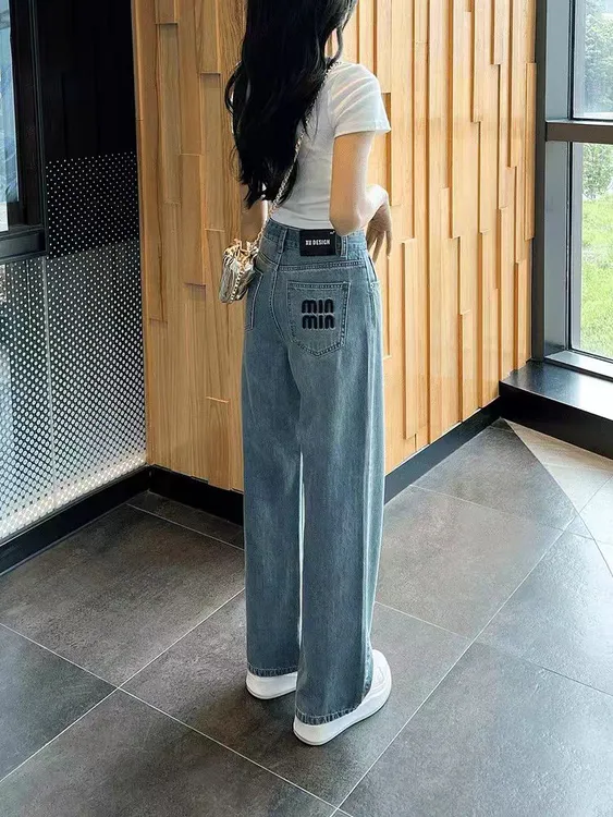 高腰阔腿牛仔裤宽松裤子小个子韩版显瘦