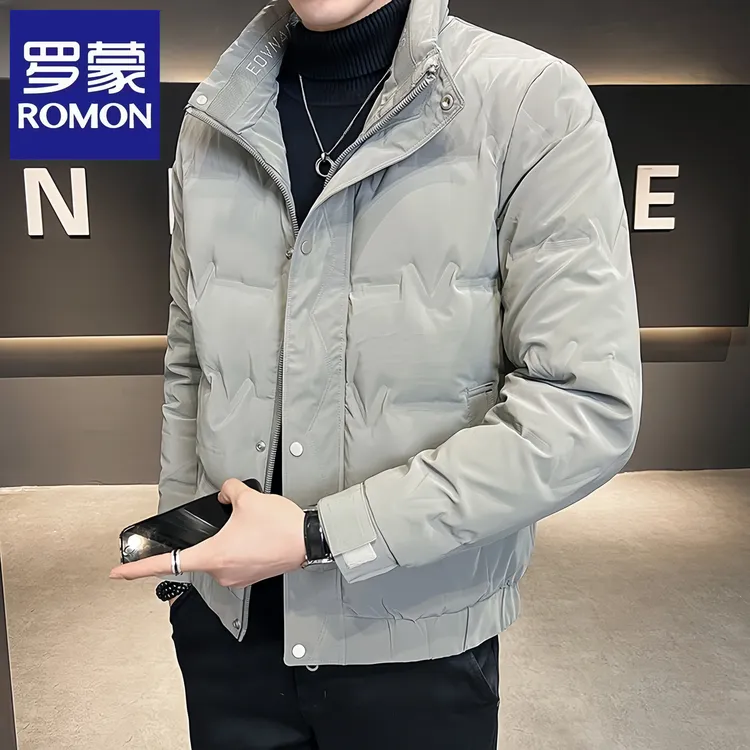 罗蒙冬季保暖休闲潮流男士立领免洗时尚冬季韩版加厚保暖夹克外套