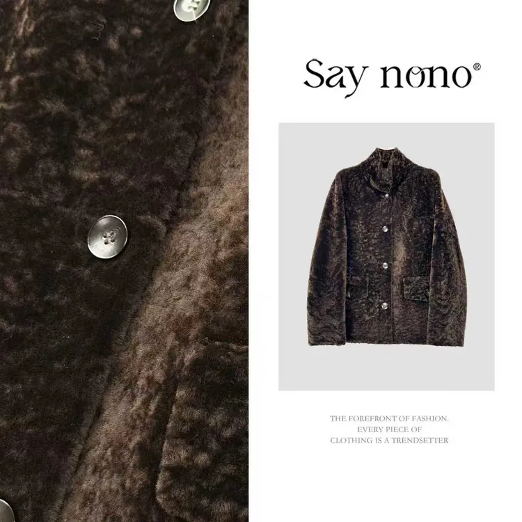 懒猫nono│Saynono 时尚慵懒立领设计感皮毛一体皮草外套 GS0750JY