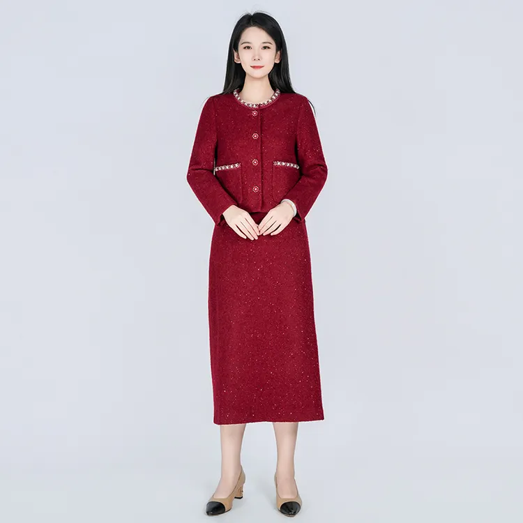 浒城古娘小香风时尚气质优雅修身显瘦套装WH05007709+WK05007709