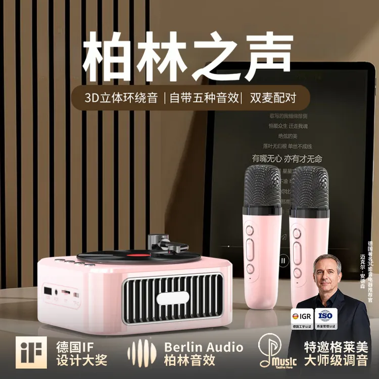 柏林之声蓝牙音箱迷你无线音响低音炮K歌话筒多功能家用户外便携