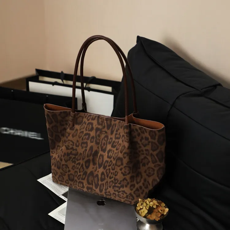 【漫威蒂尼】美拉德豹纹轻奢托特包大容量复古风单肩通勤百搭