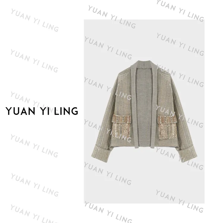 袁艺灵【巴黎旧刊】羊毛奢感设计款高级轻熟优雅老钱开衫外套9179