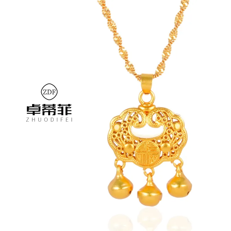 铜合金项链 新中式平安锁项链时尚高级感祥云长命宝宝锁时尚饰品