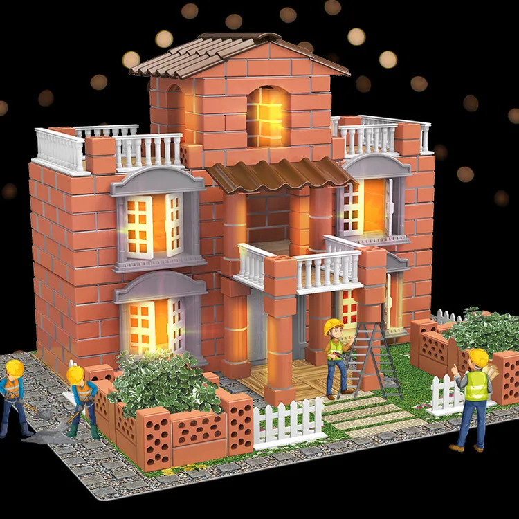 泥瓦匠盖房子砌墙玩具六一礼物儿童建筑师手工造砖头小屋迷你3