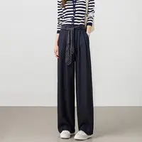 2025年秋季新款设计感腰带休闲显瘦阔腿长裤女装SXK25125
