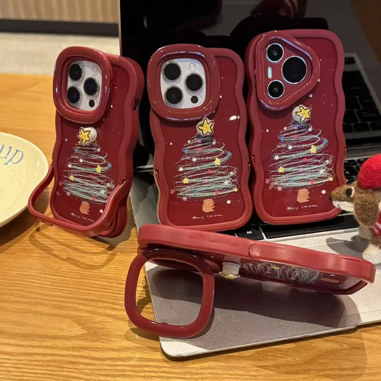 GGBond旋转星星圣诞树适用苹果16双支架手机壳小米17vivo华为oppo