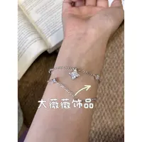 铜合金手链 银色四叶花双层轻奢手链-67637