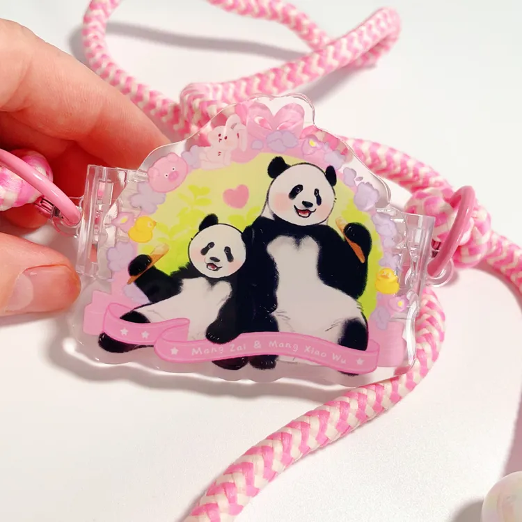 大熊猫莽小五和妈妈莽仔在一起手机背夹礼物加厚滴胶亚克力可爱