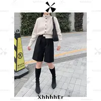 辛儿/小个子 50羊毛25年短裤后松紧腰轻奢羊毛骑士西裤XK1942