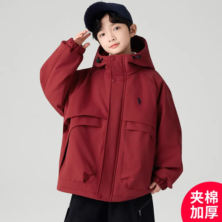童装男童冬装外套2025新款夹棉男孩冲锋衣大童秋冬款可拆卸三合一