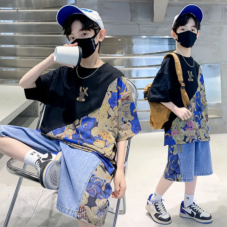 新款男孩夏季潮流宽松薄款运动装中大童酷夏童裤衣服韩版