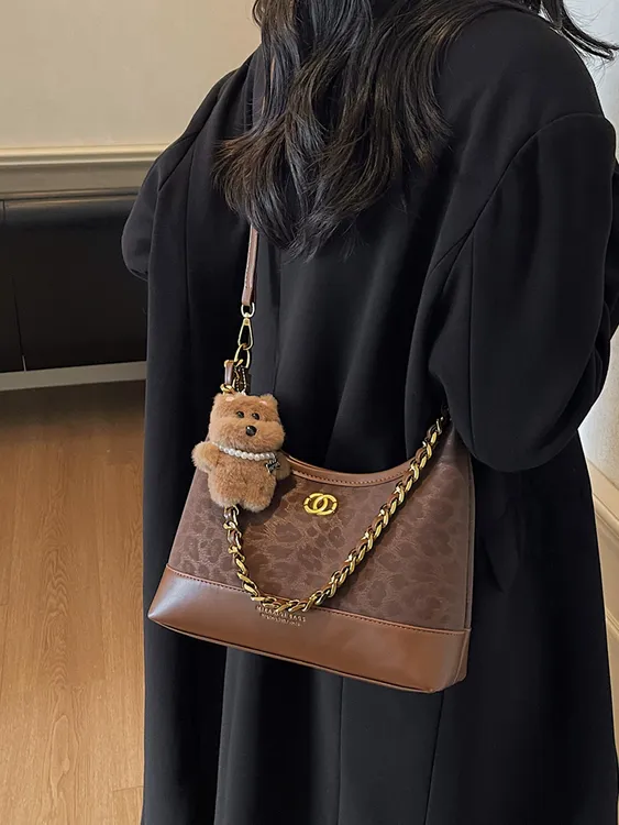 高级感复古豹纹包包女2025新款时尚链条单肩腋下包秋冬斜挎小方包