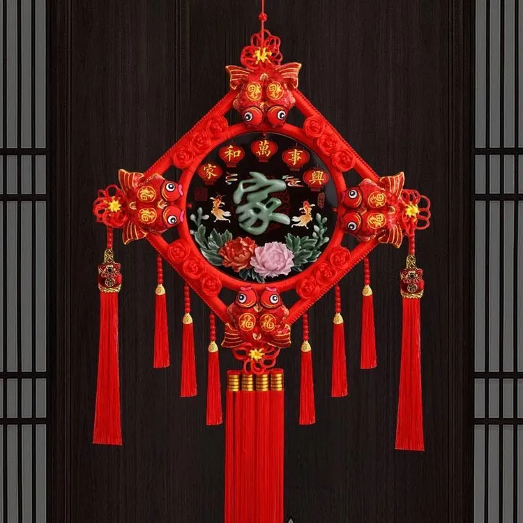 适合搬家结婚过年装饰桃镶玉中国结挂件