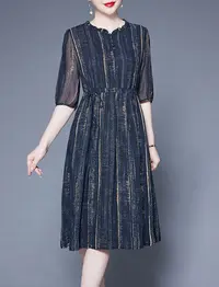 1363-7中高端专柜腰带款气质显瘦连衣裙