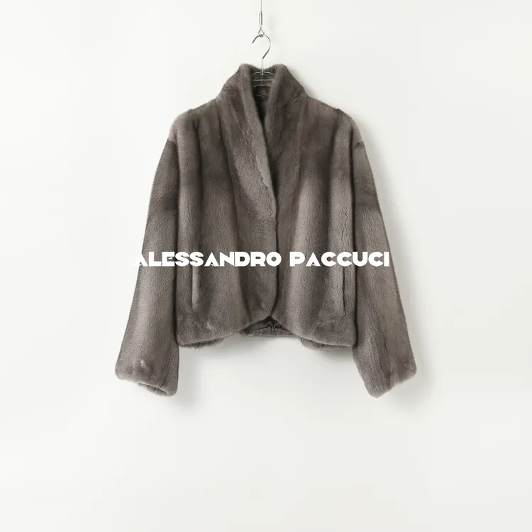 SAGA✖AP洛哥54060CS【冰雕】进口水貂+桑蚕丝里衬半抽刀斗篷外套 冬