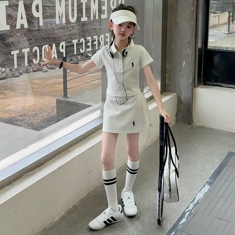 2025夏季新款女童时髦洋气运动POLO领套装
