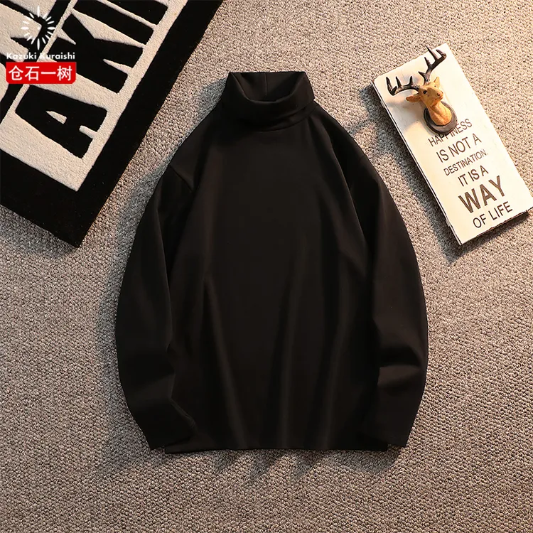 仓石一树纯色卫衣打底衫常规韩版宽松2025男上衣秋冬长袖内搭高领