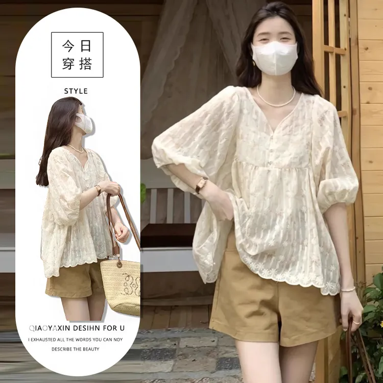 洋气炸街套装高级感碎花别致衬衫上衣女2025夏新款高腰短裤两件套