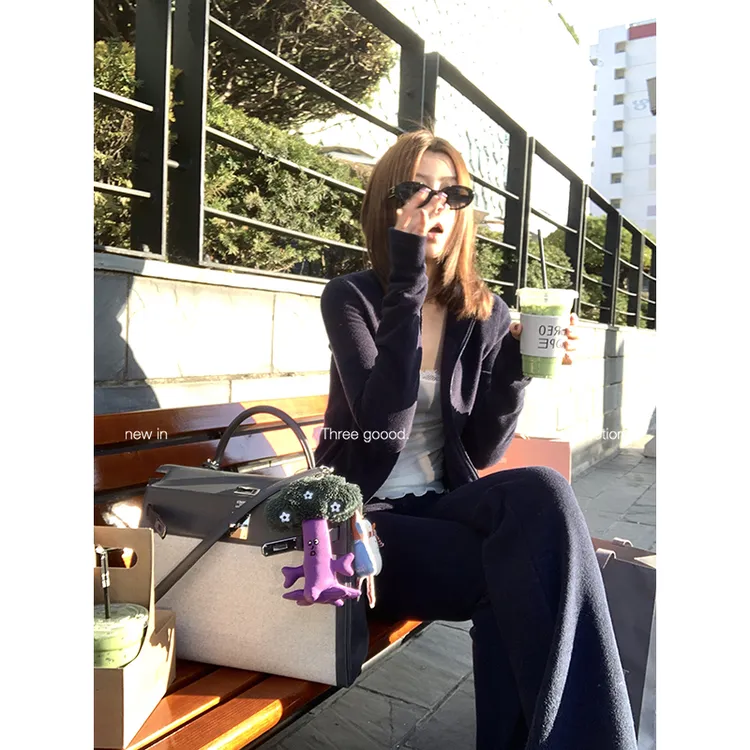 THREE GOOOD/三吉加厚立领拉链卫衣卫裤运动风懒人套装Y725A19068