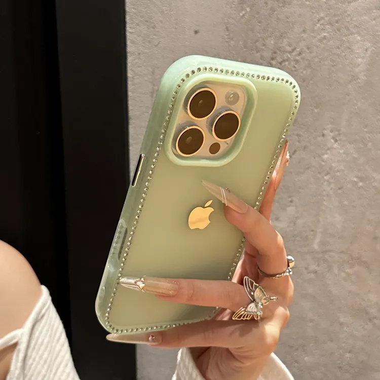 高颜值双面镶钻磨砂适用iPhone16手机壳14苹果15promax透明13高级