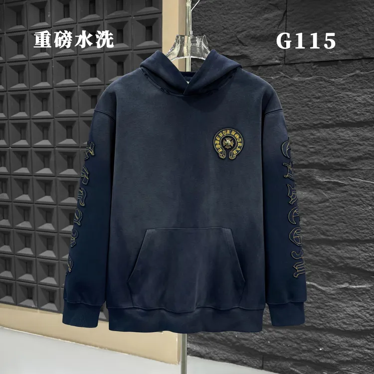 SP-G115-秋冬季新款十字架潮牌水洗做旧重工刺绣连帽卫衣潮牌卫衣