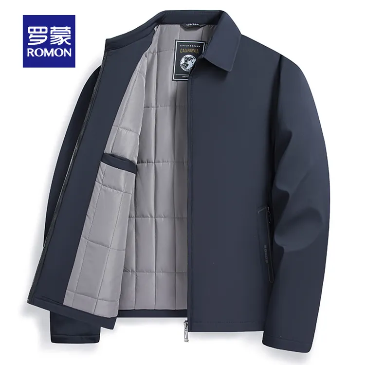 罗蒙2025秋冬季新款棉衣商务休闲翻领夹克保暖中老年男士棉服外套