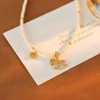 铜合金吊坠 马上有钱高级感小马吊坠项链时尚百搭 轻奢小众项链
