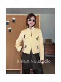 X.x.百搭秋季针织开衫毛衣外套可爱卡通刺绣外套2013
