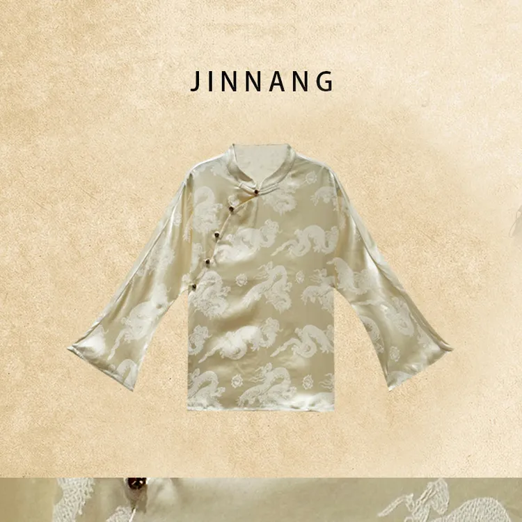 25春季新款桑蚕丝新中式龙纹提花上衣27216390