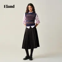 【女装优选WL】Eland衣恋半身裙女气质长裙高腰百褶裙秋EEWHF89S02