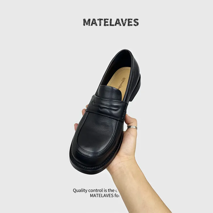 休闲男真皮一脚蹬圆头新款老钱风通勤德比鞋小众夏季透气乐福鞋