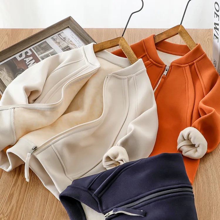 男女童秋冬加绒棒球服2025年新款儿童加厚防风开衫外套中大童